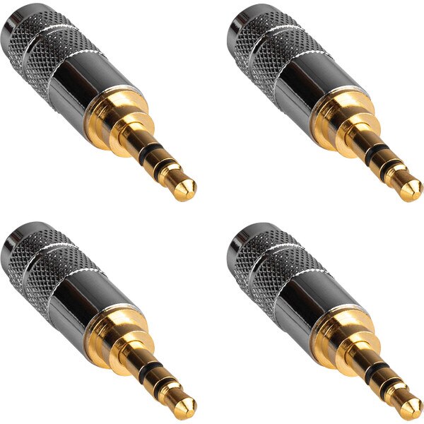 Main product image for 4-Pack 3.5mm Stereo Gold Plug with Nickel Metal Shell090-516